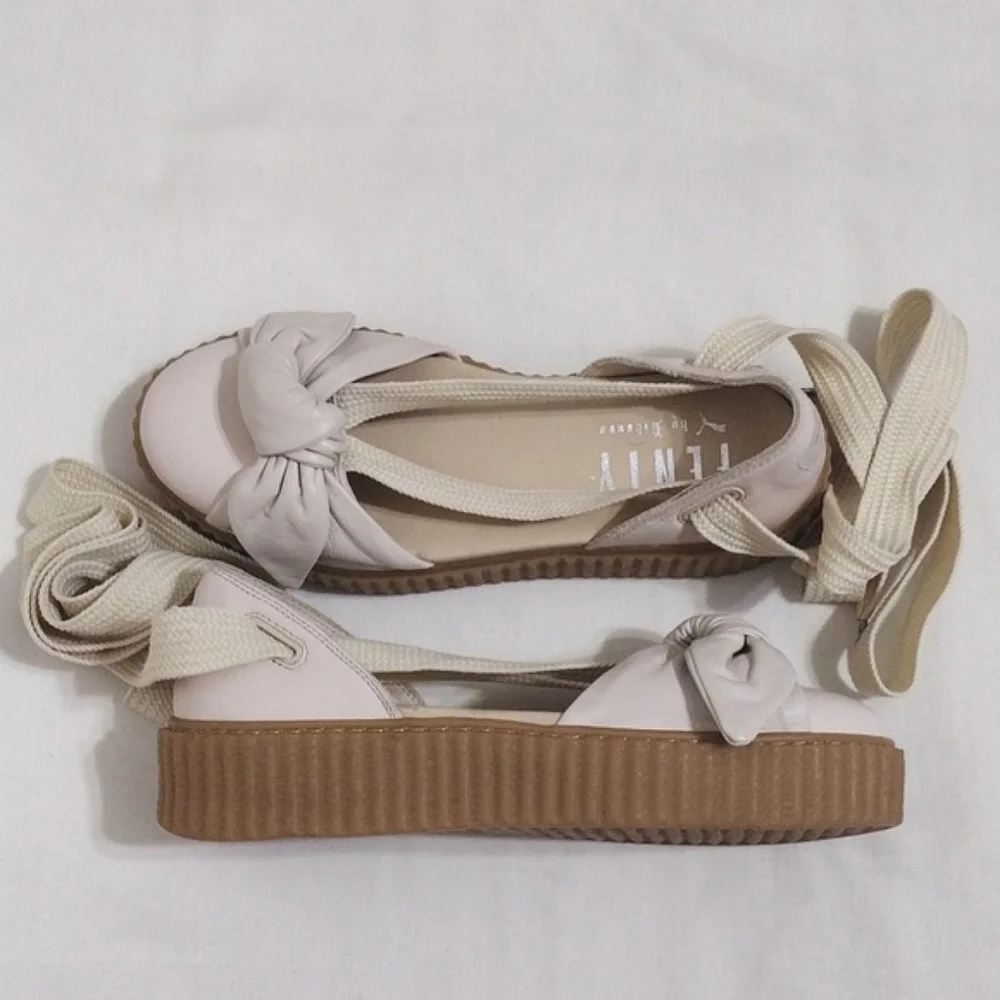 Fenty Puma by Rihanna Bow Creeper Platform Sandals 7.5 Gladiator Lace Up Trendy